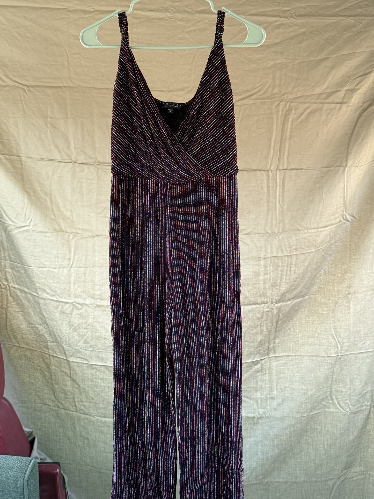 Trixxi Clothing Pink and Gold Glitter Stripe long Romper