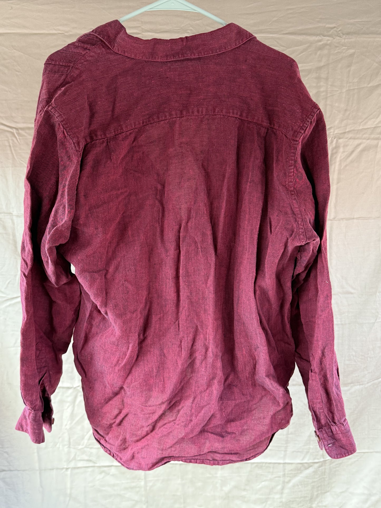 Claiborne Red Linen Button-Up Shirt size Large