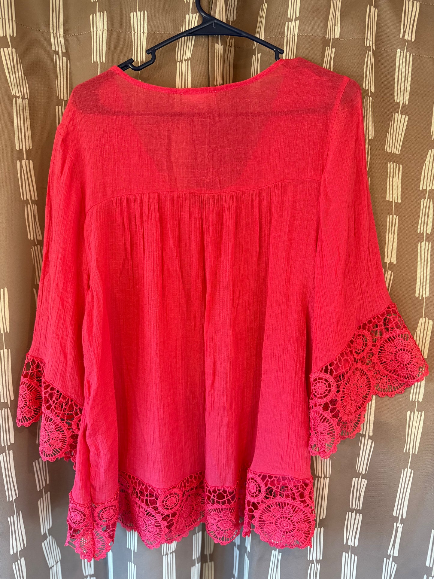 FYVE Hot pink Peasant top-- sz 2X