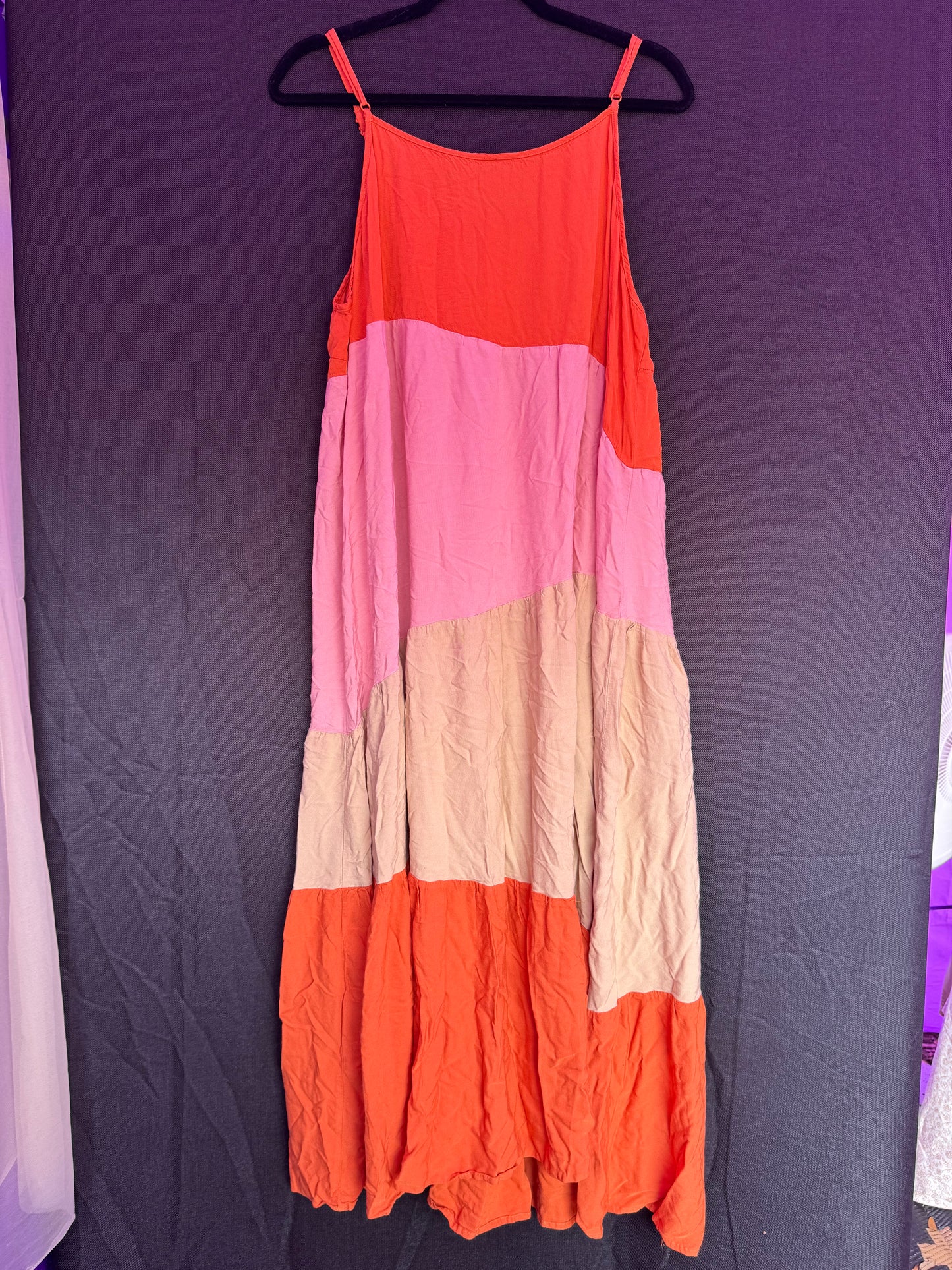 Multi Color Maxi Dress with Adjustable Straps-- sz 3XL