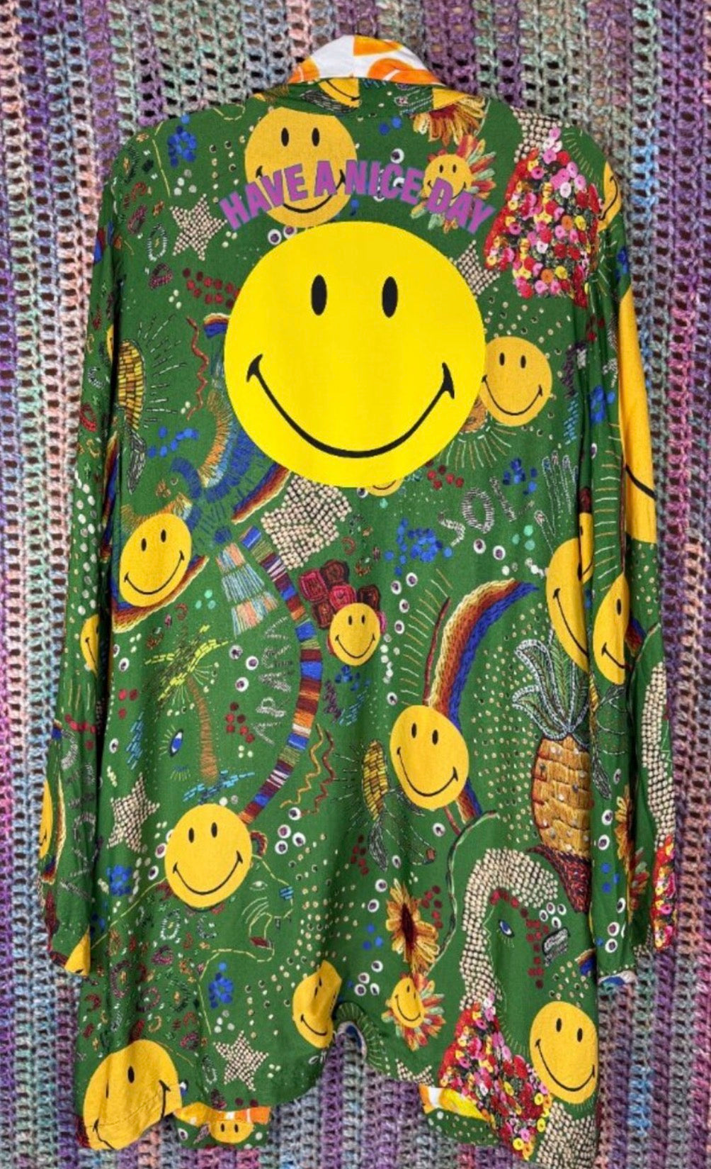 LB2 Farm x Smiley 'Have a Nice Day' Open Cardigan size L