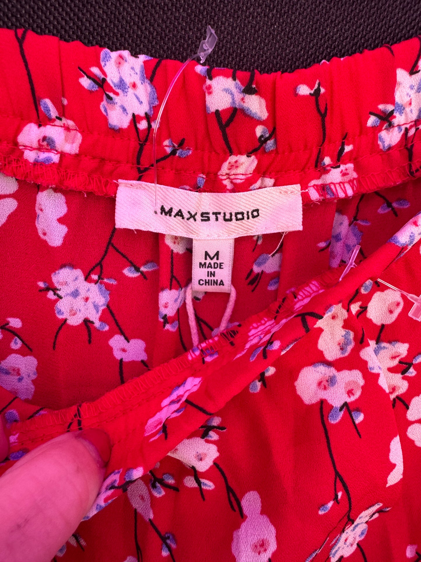 Max Studio Red Floral blue and white Hi Lo skirt-- sz M