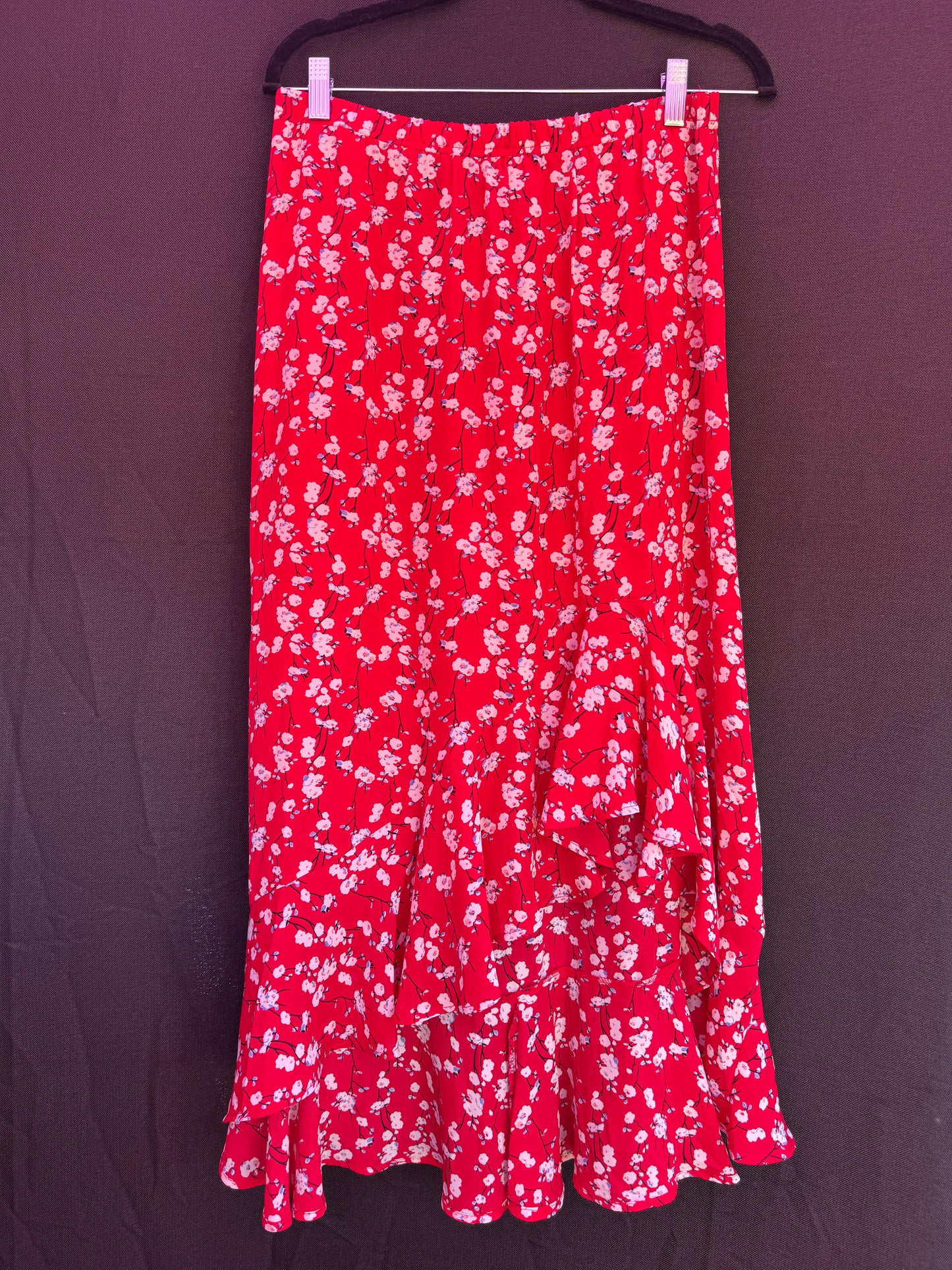 Max Studio Red Floral Skirt-- sz M