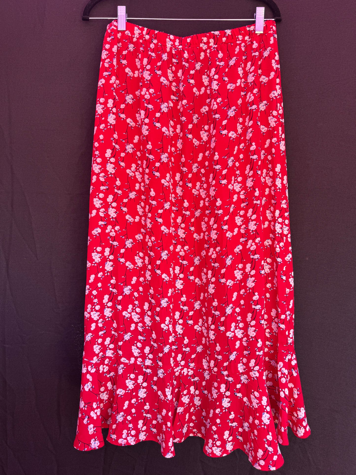 Max Studio Red Floral Skirt-- sz M