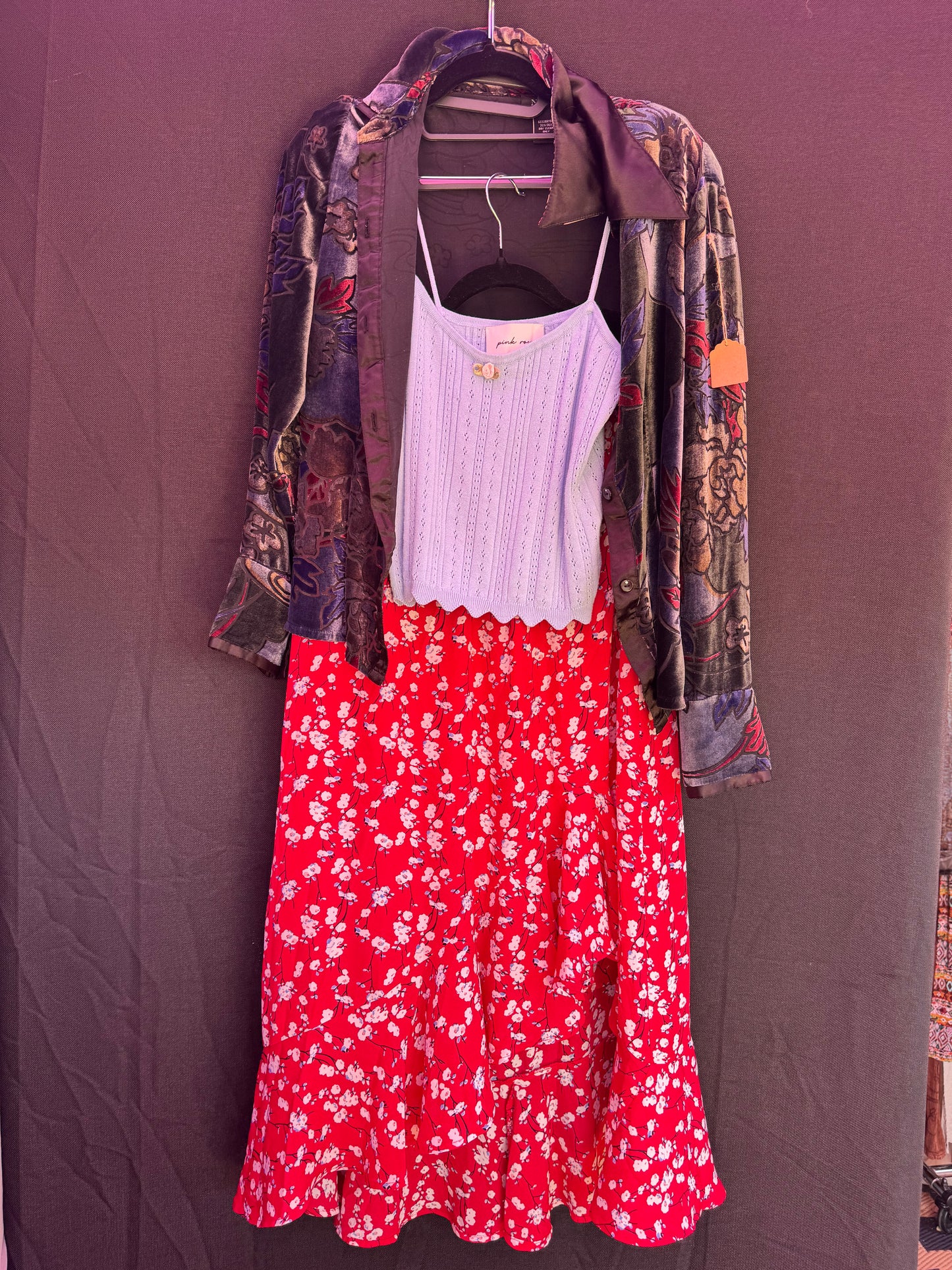 Max Studio Red Floral Skirt-- sz M