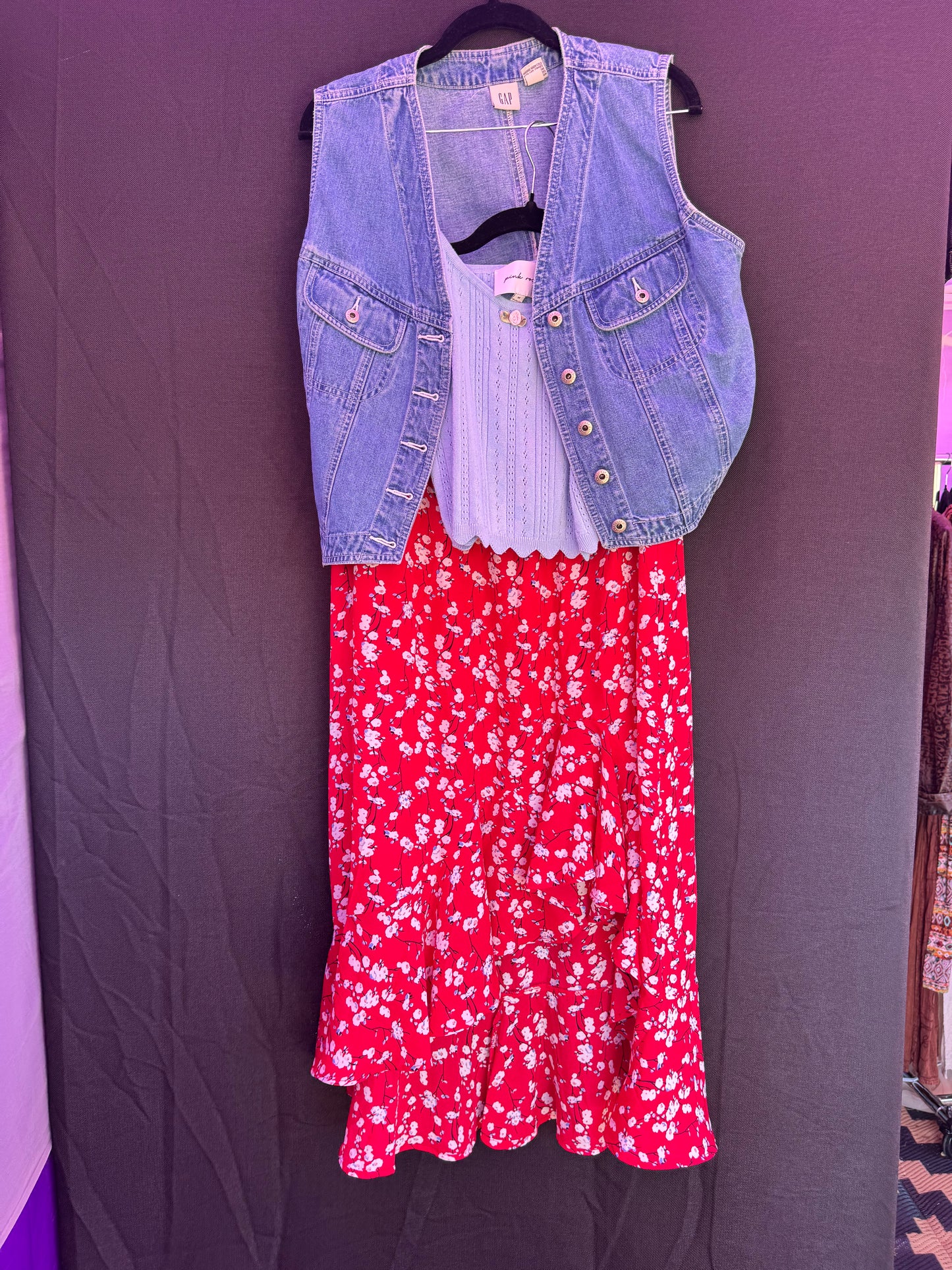 Max Studio Red Floral Skirt-- sz M