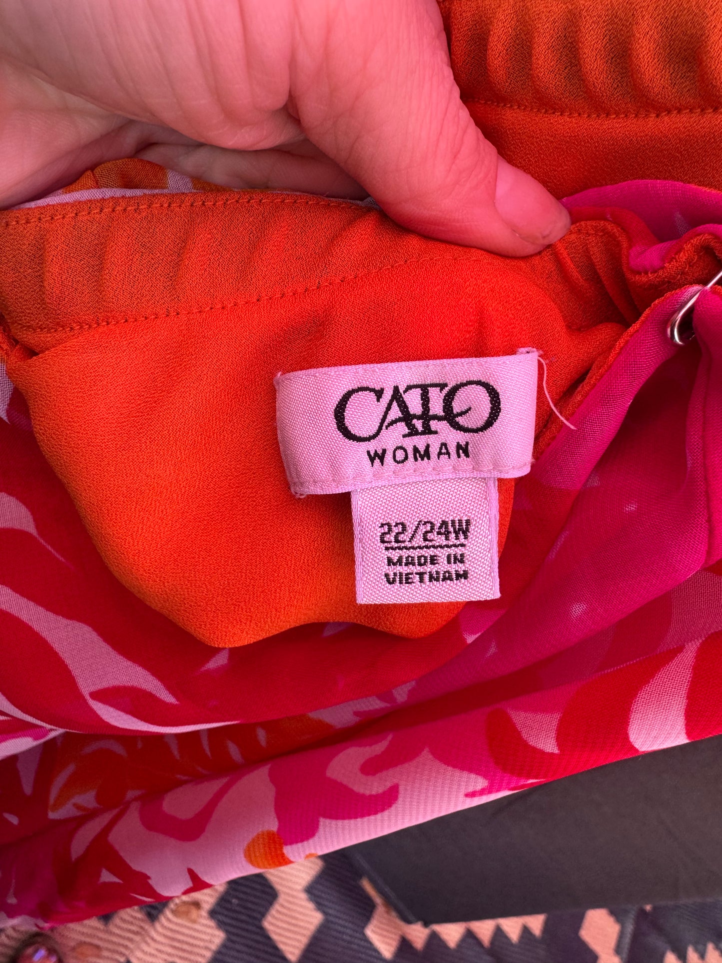 Cato Funky-Cool orange and pink maxi skirt-- sz 22/24W (watch the video to see how I make it fit size 4)