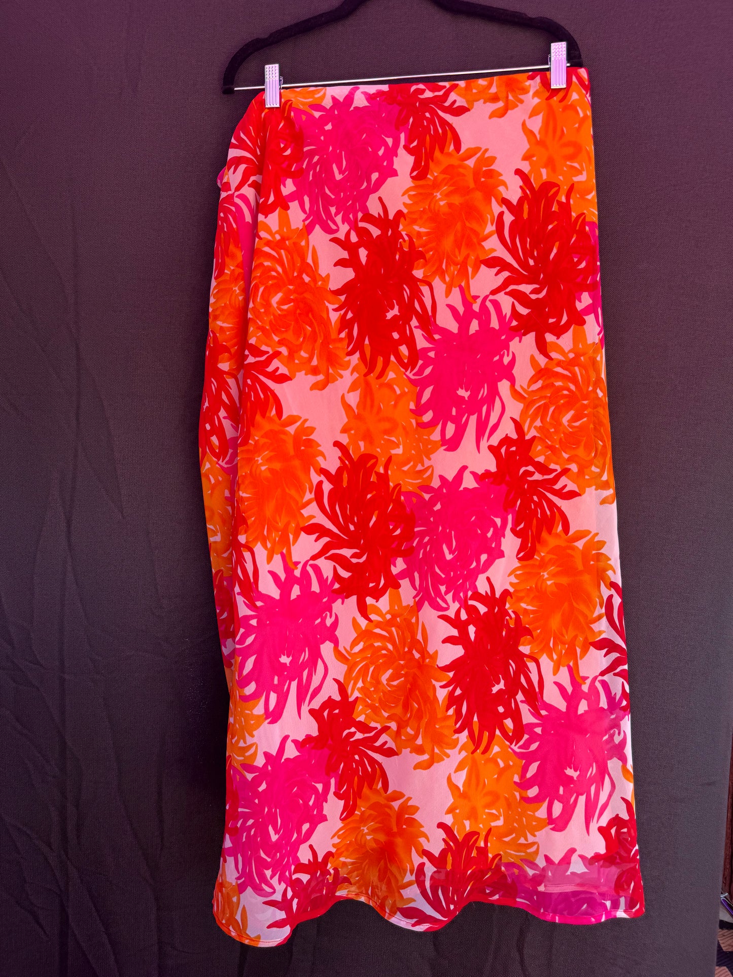 Cato Funky-Cool orange and pink maxi skirt-- sz 22/24W (watch the video to see how I make it fit size 4)