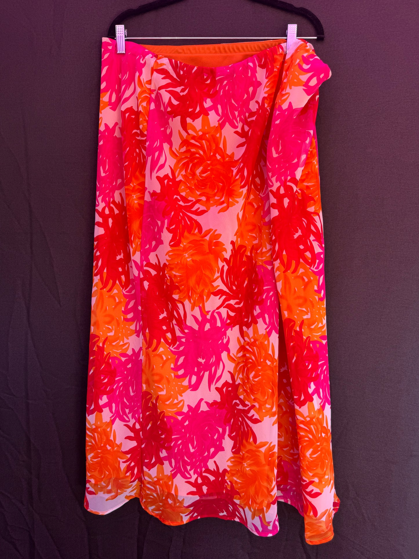 Cato Funky-Cool orange and pink maxi skirt-- sz 22/24W (watch the video to see how I make it fit size 4)