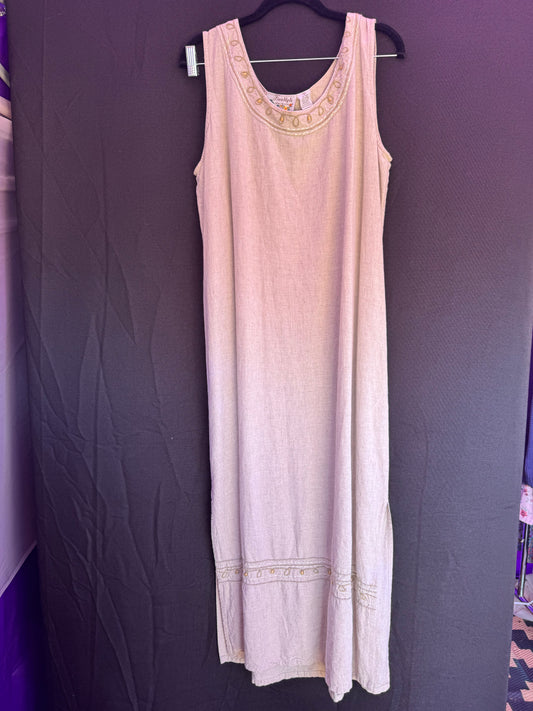 freestyle Original Collection 75%linen and 25%cotton beaded embroidered dress-- sz 1X
