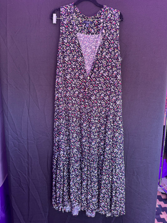 Chaps red, blue, and white maxi dress-- sz L/G