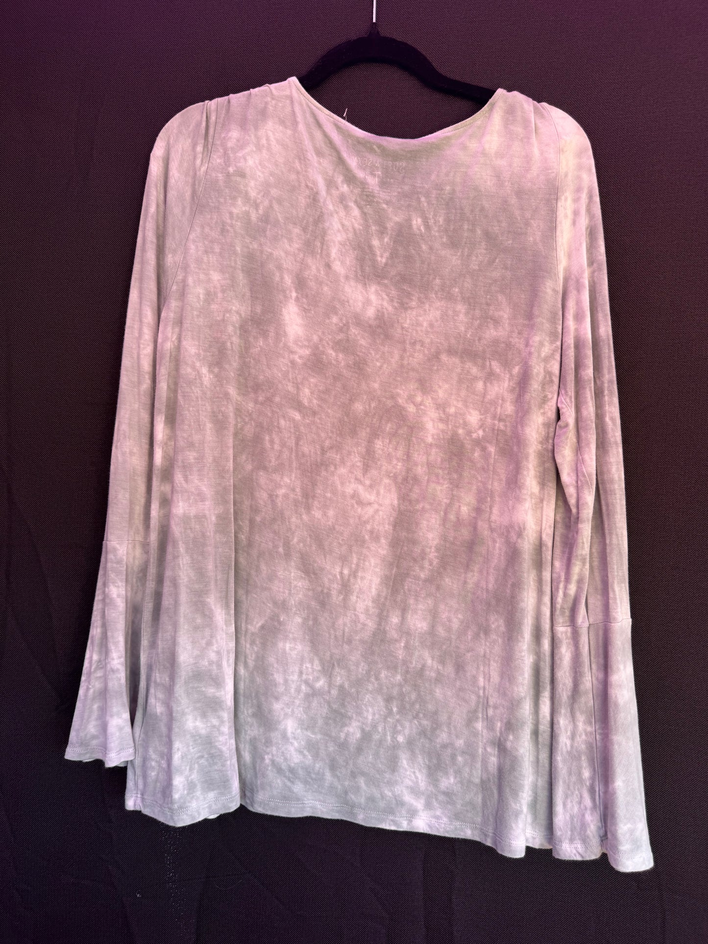 American Eagle Outfitters Light Gray and White tye dye Bell Sleeve Comfy Top-- sz L/G/G