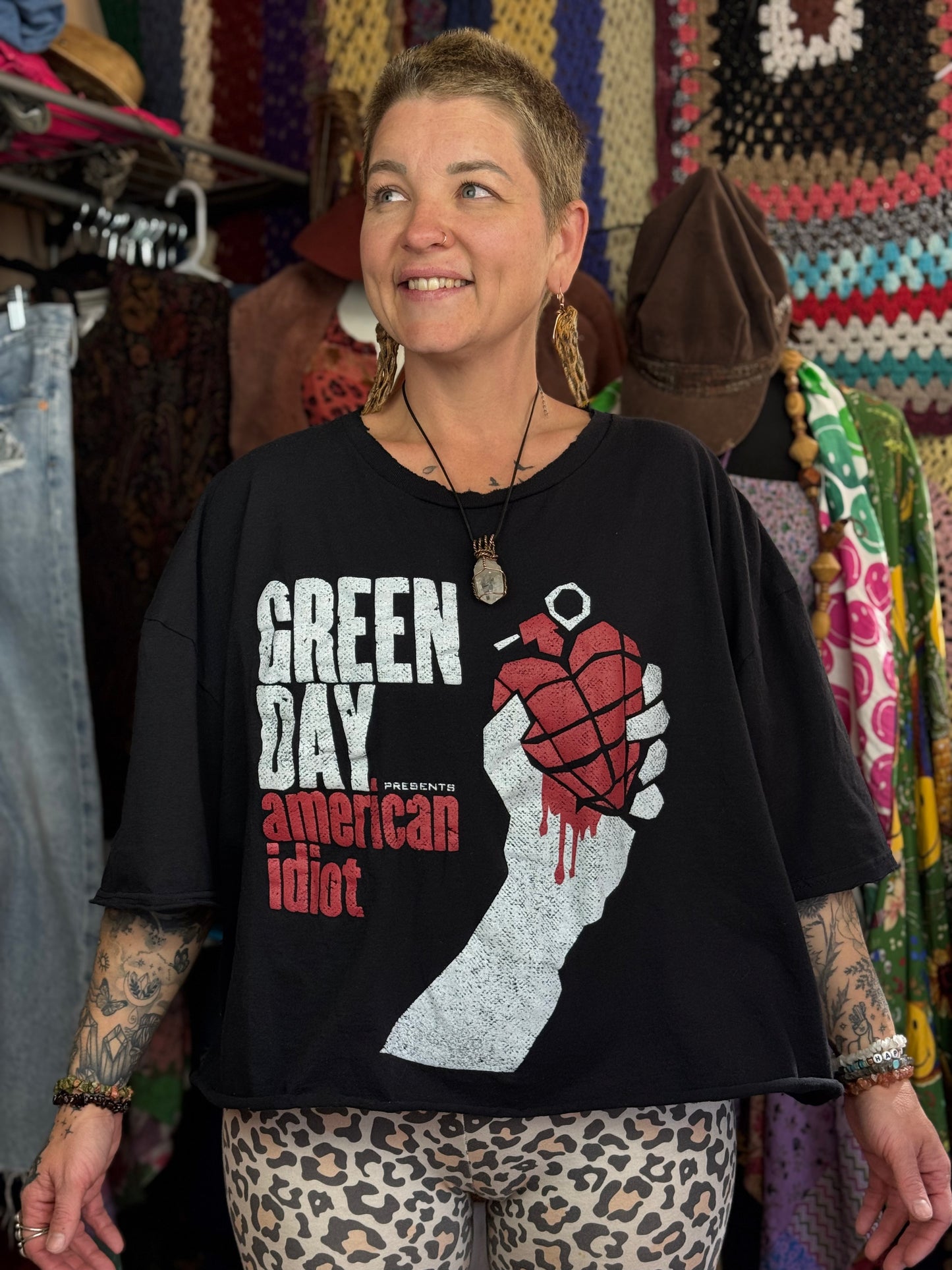 Green Day American Idiot Reworked Graphic T-Shirt (Size XXXL and Below)