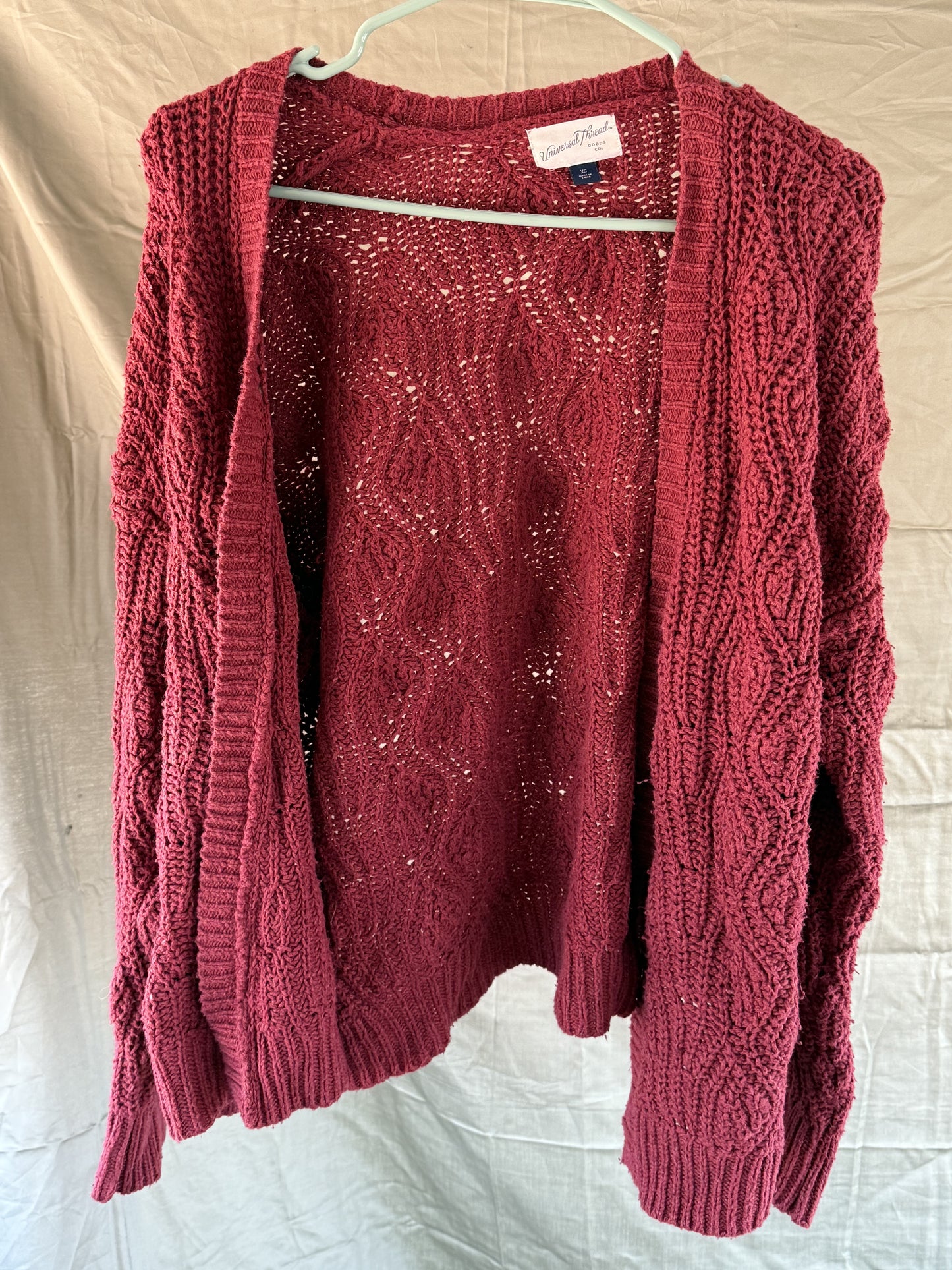 Universal Threads Red Knitted Open Front Sweater (XS)