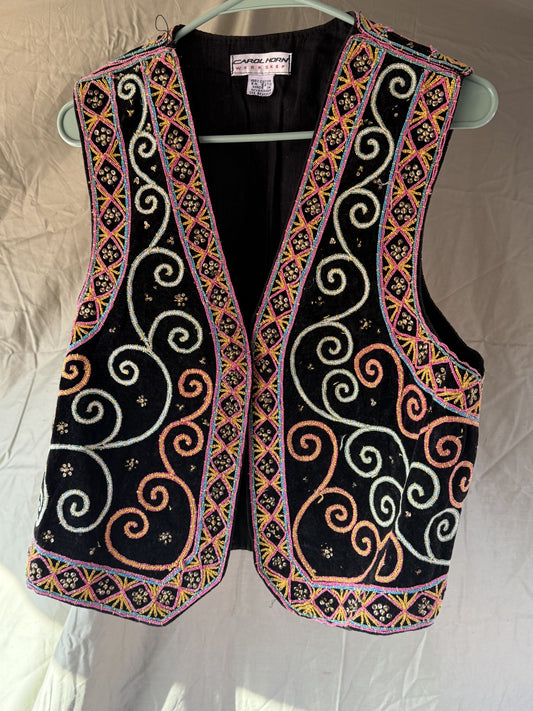 Carol Horn Brightly Colored Velvet and embroidered Vest no Size