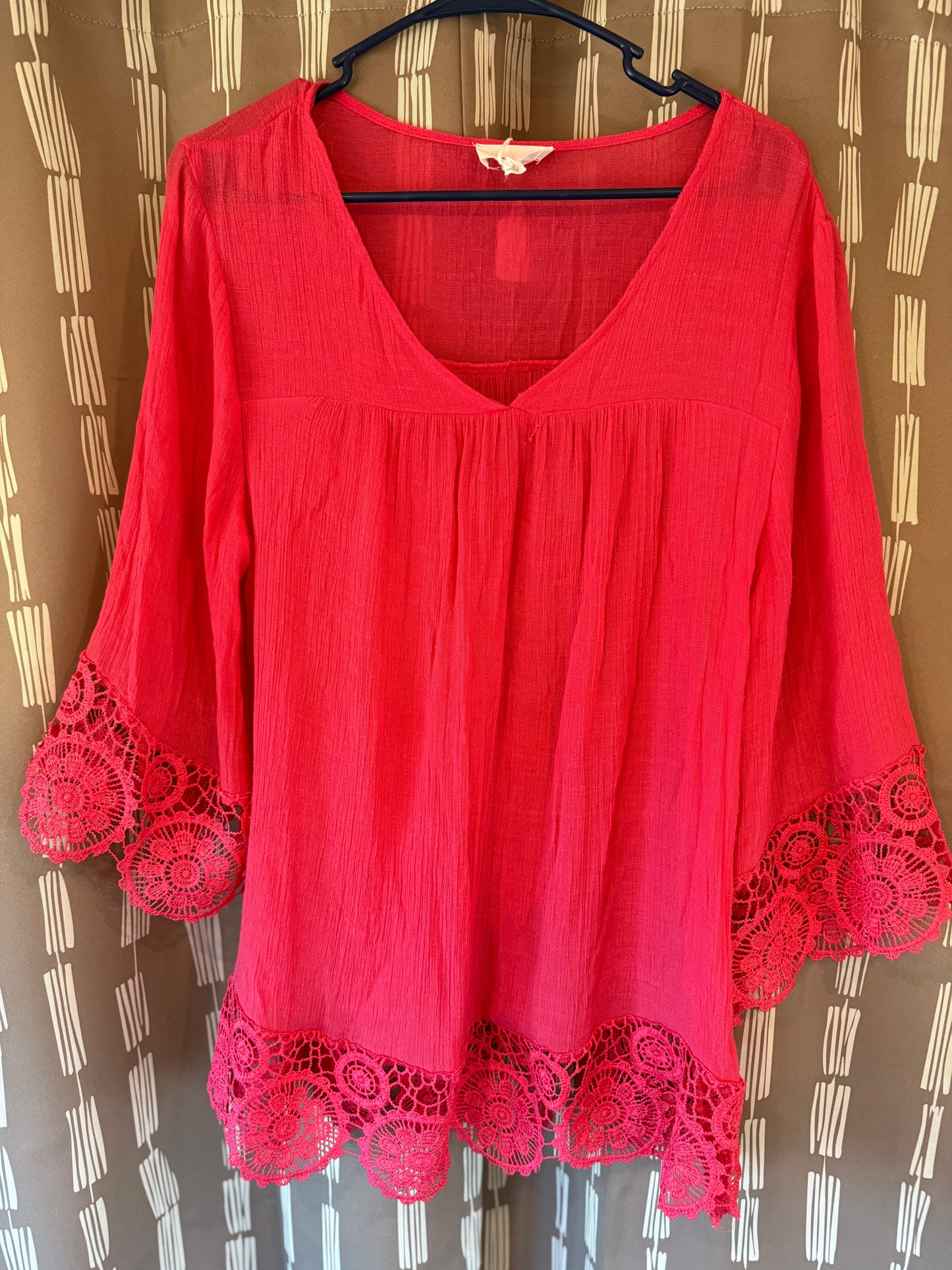 FYVE Hot pink Peasant top-- sz 2X