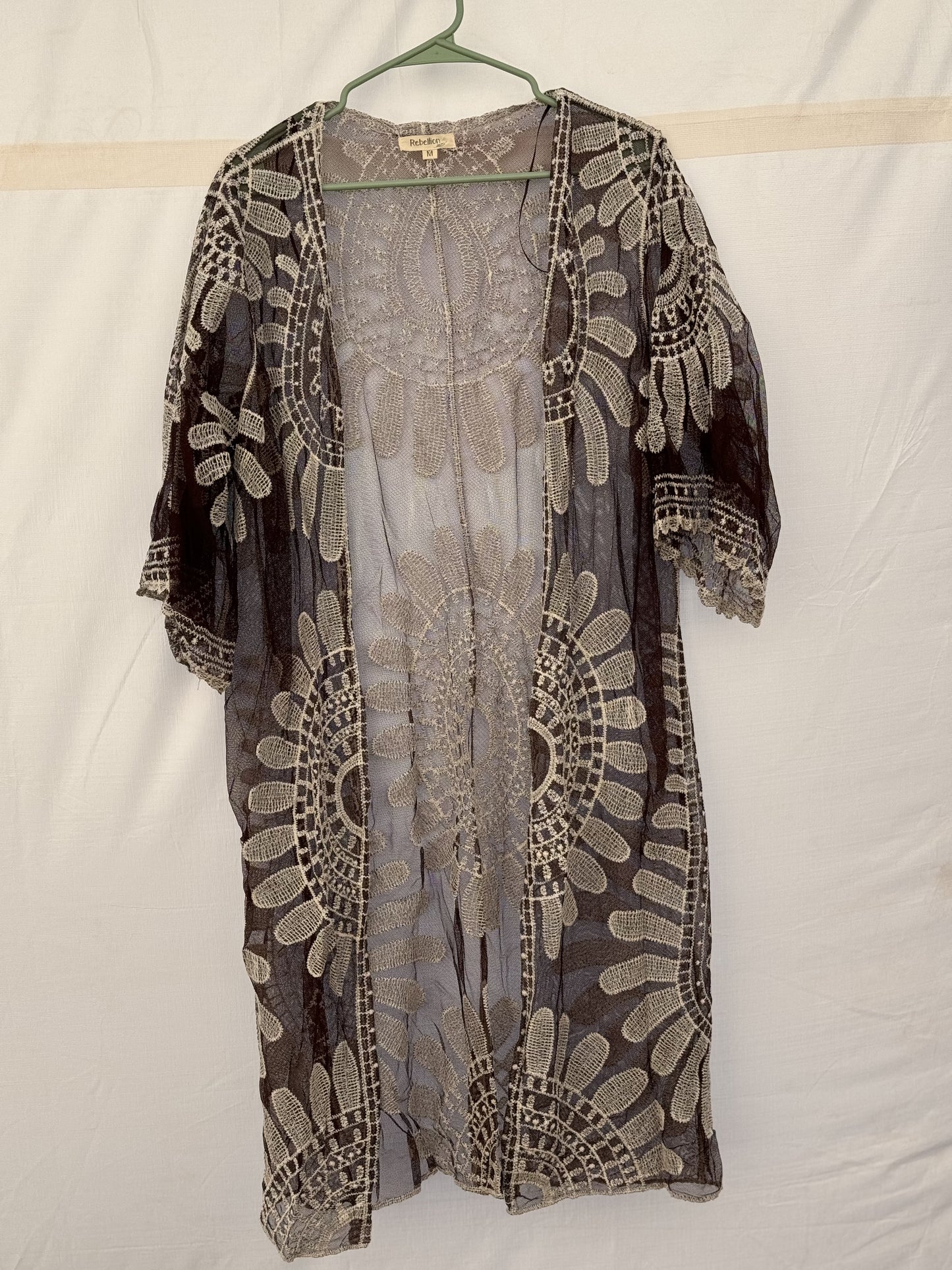 Rebellion Dark Brown and White Lace Cover Up - M