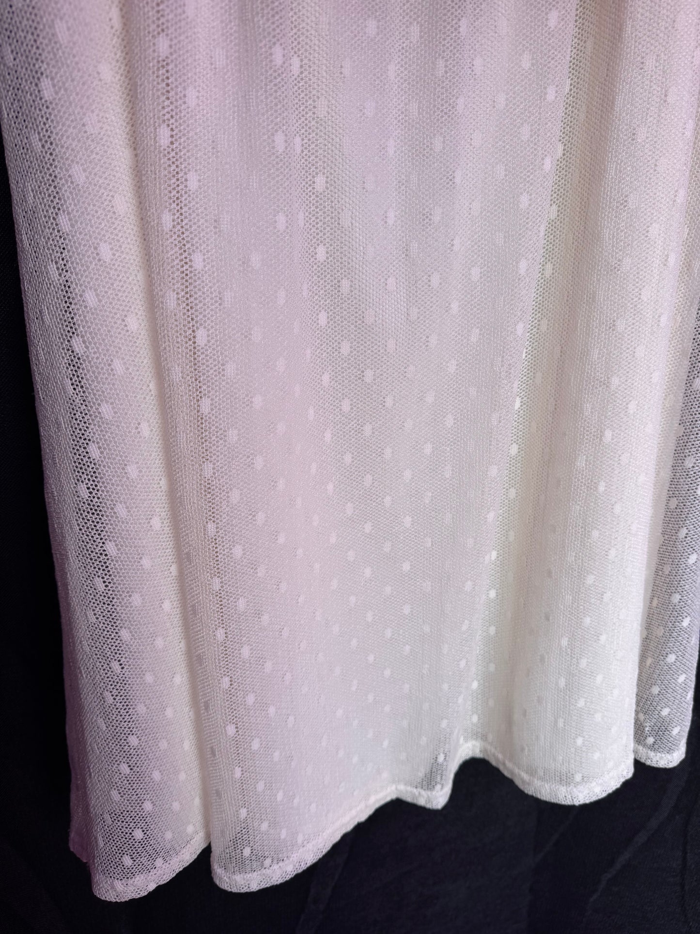 LBW Polka Dot Lace Cream Midi Skirt-- sz M (generous M)