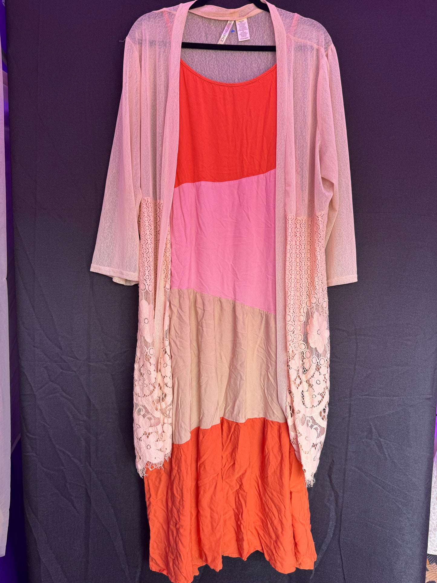 Multi Color Maxi Dress with Adjustable Straps-- sz 3XL